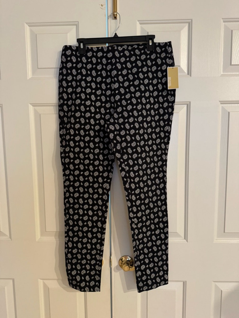 Michael Kors Black and White Paisley Pull-On Pants